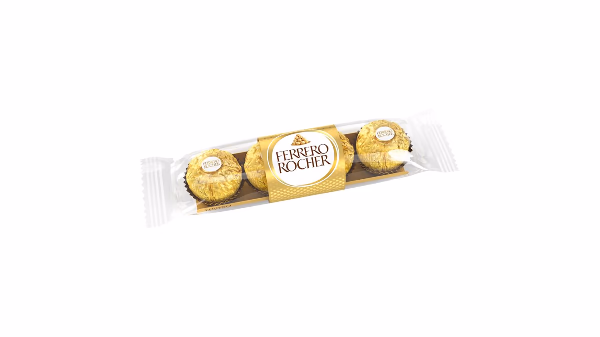 Ferrero Rocher Oplatky s polevou z mléčné čokolády a drcenými lískovými oříšky, s náplní 50g