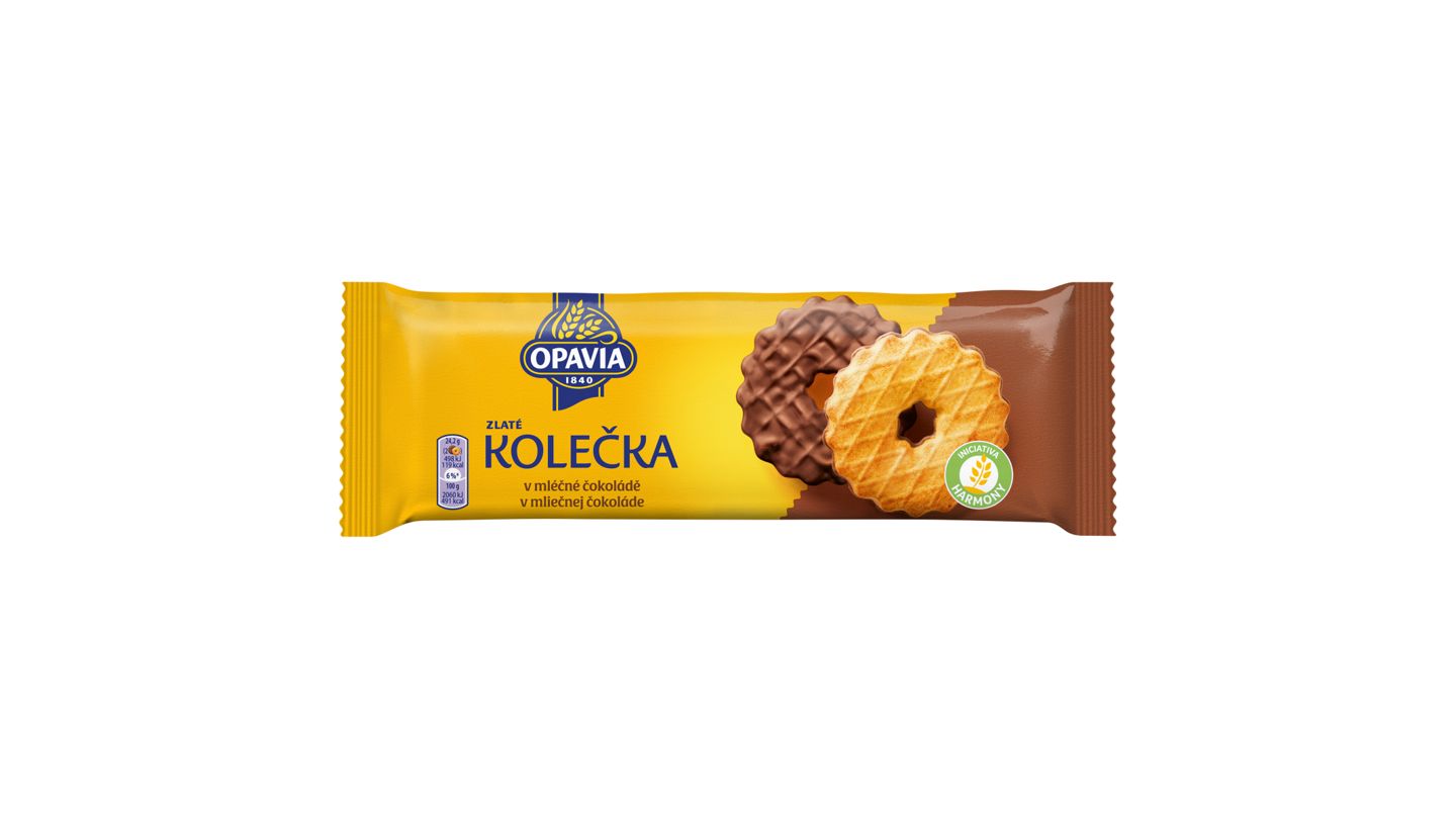 Opavia Zlaté Kolečka s máslovou příchutí polomáčené sušenky 146g