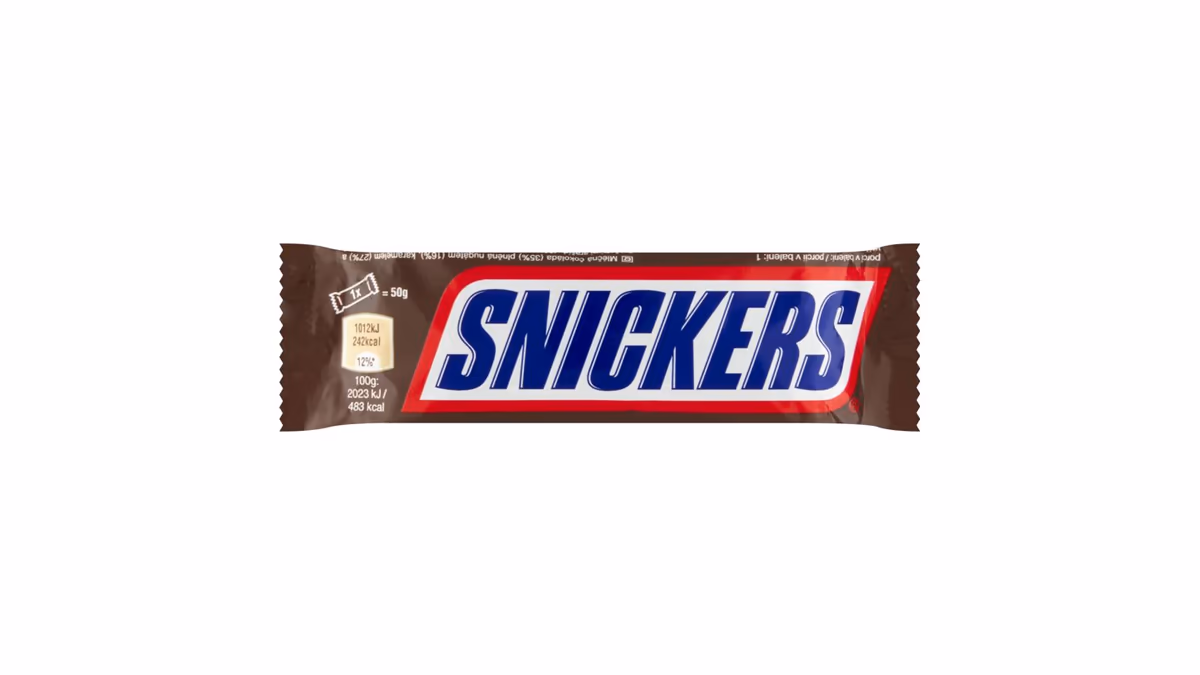 Snickers Mléčná čokoláda plněná nugátem, karamelem a praženými arašídy 50g