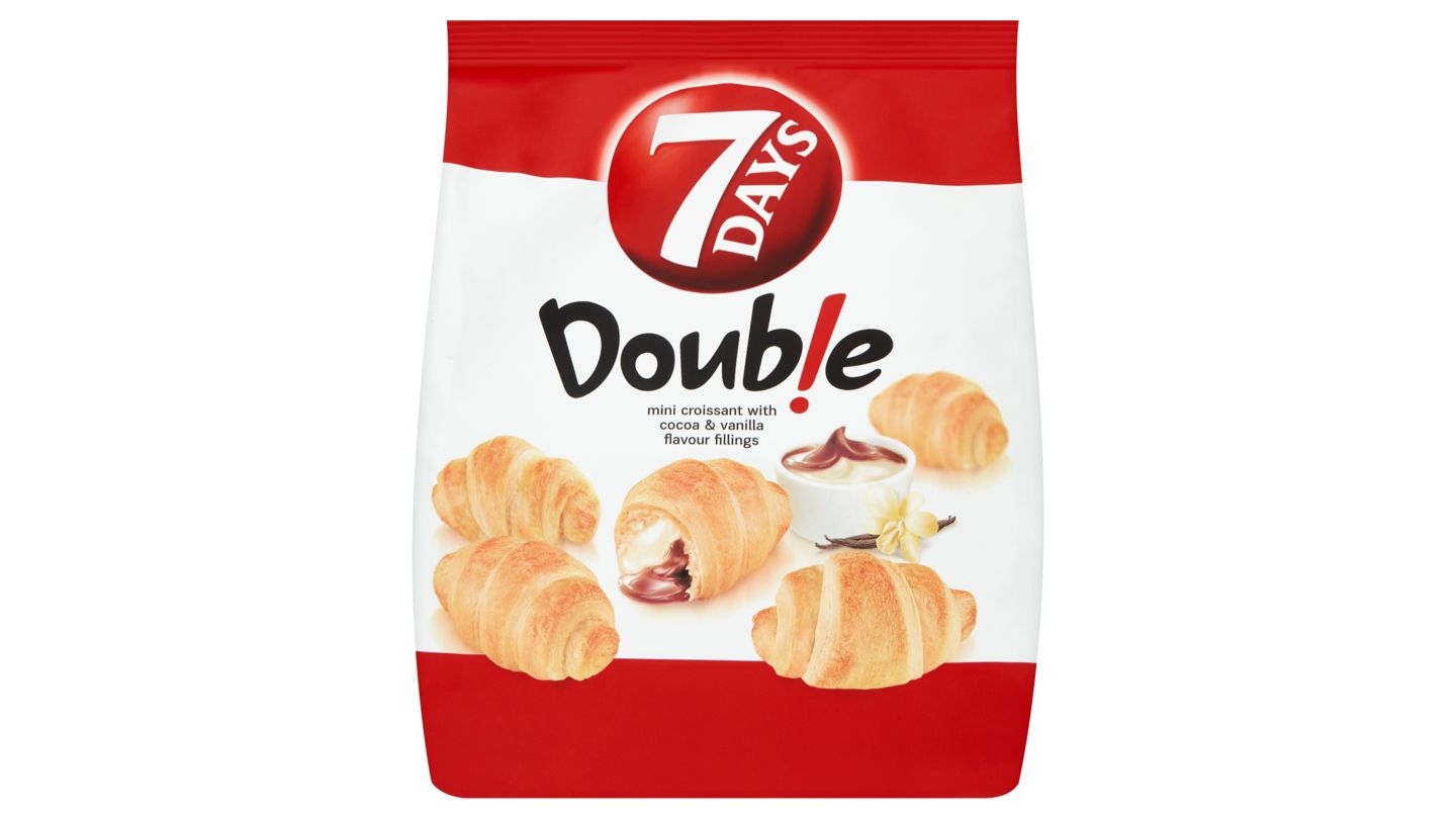7 Days Doub!e Mini Croissant s náplní s kakaem a s náplní s vanilkovou 185g