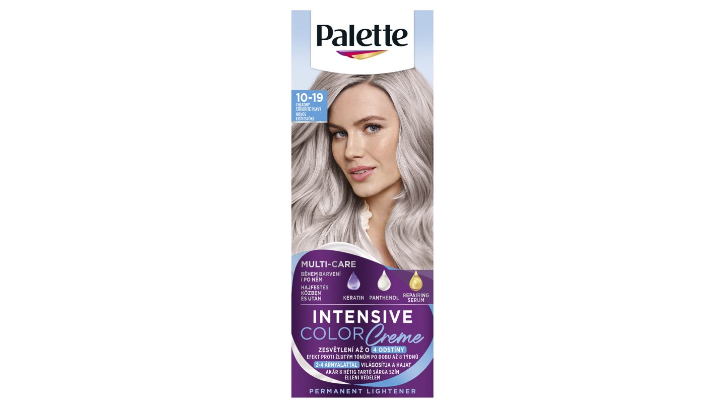 Palette Intensive Color Creme barva na vlasy chladný stříbřitě plavý 10-19, 50ml