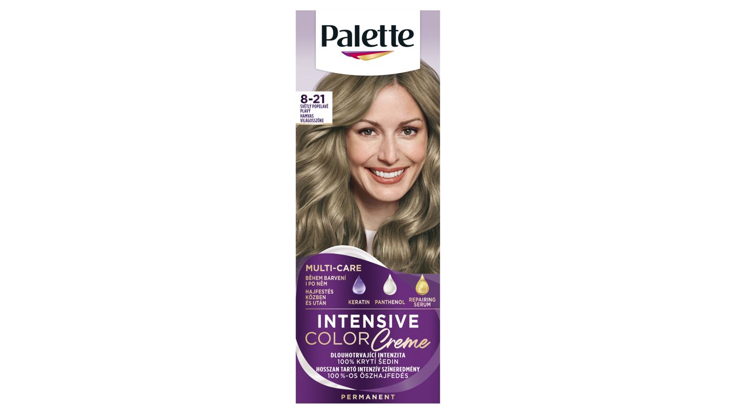 Palette Intensive Color Creme barva na vlasy světlý popelavě plavý 8-21 50ml
