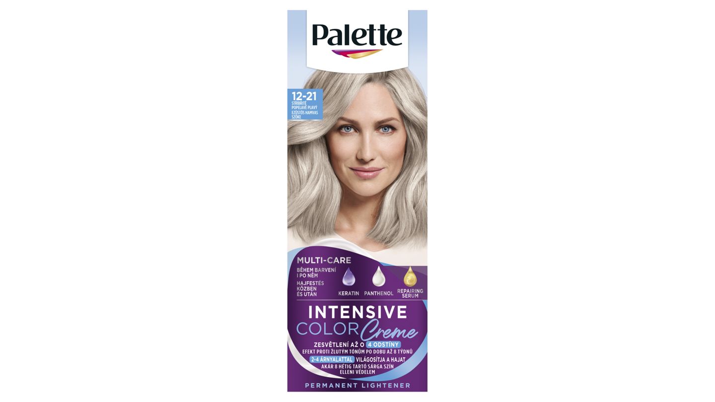 Palette Intensive Color Creme barva na vlasy stříbřitě popelavě plavý 12-21, 50ml