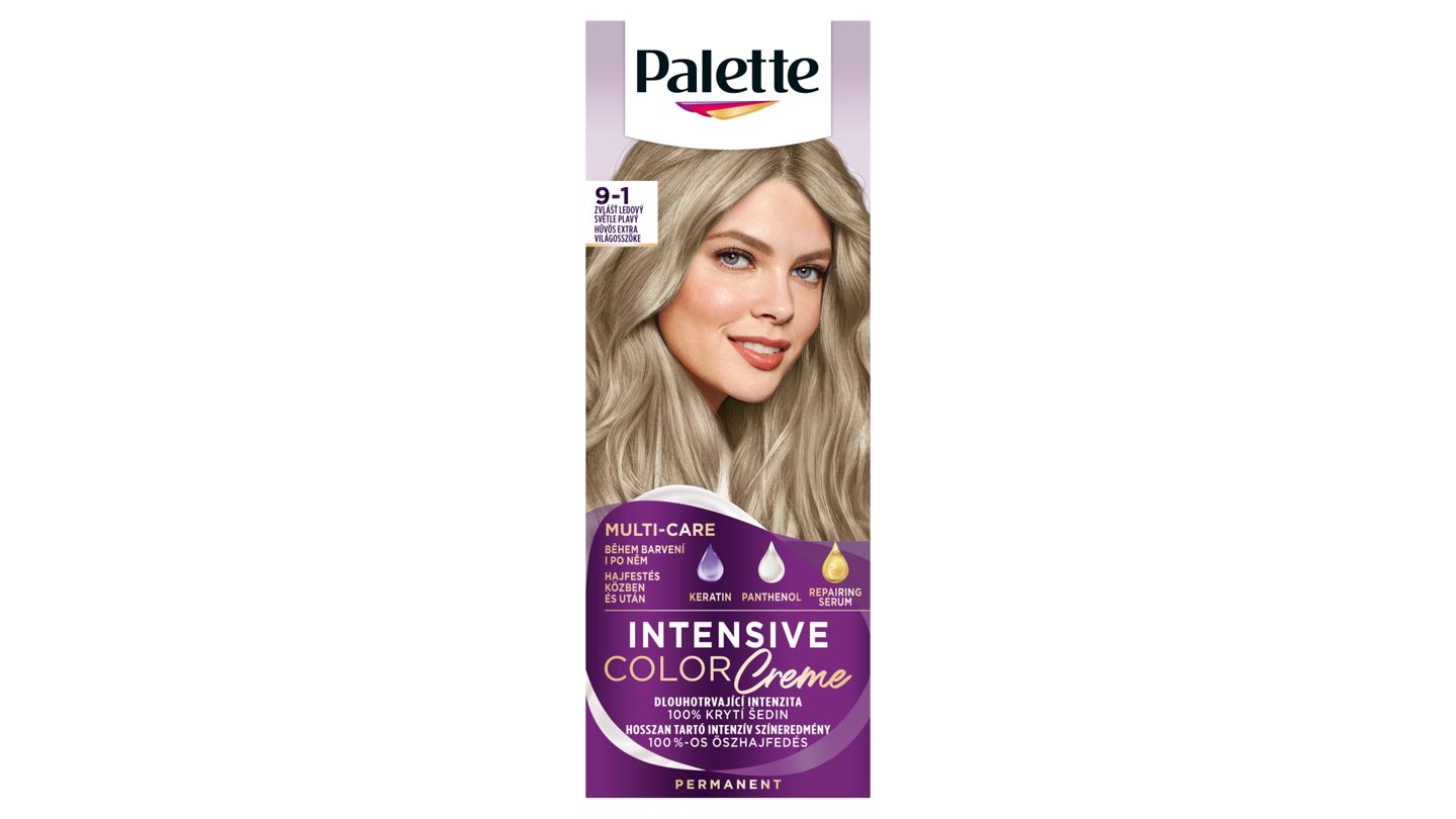 Palette Intensive Color Creme barva na vlasy zvlášť ledový světle plavý 9-1 , 50ml