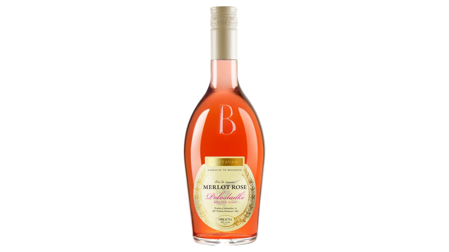 Bostavan Merlot Rose růžové polosladké víno 750ml 12,0%