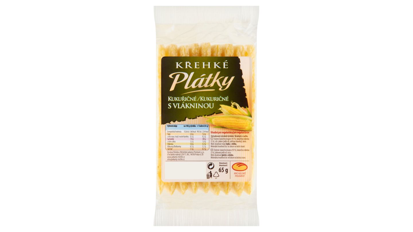 Michelské Pekárny Křehké plátky kukuřičné s vlákninou 65g