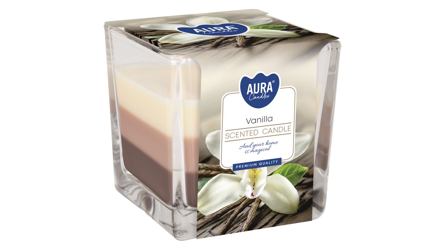 Vonná svíčka tříbarevná Vanilka sklo 170g