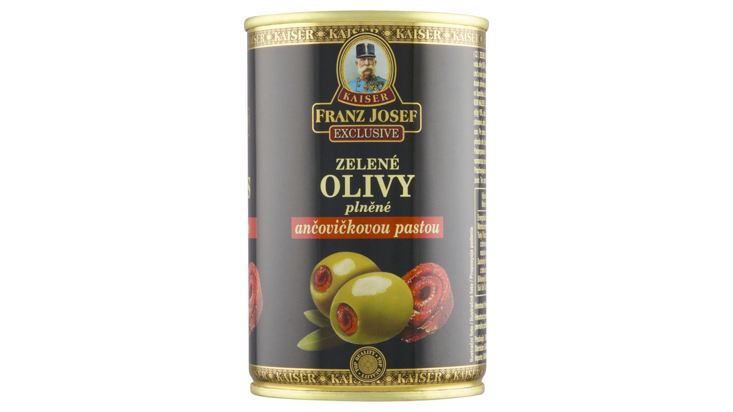 Franz Josef Kaiser Exclusive Zelené olivy plněné ančovičkovou pastou 300g