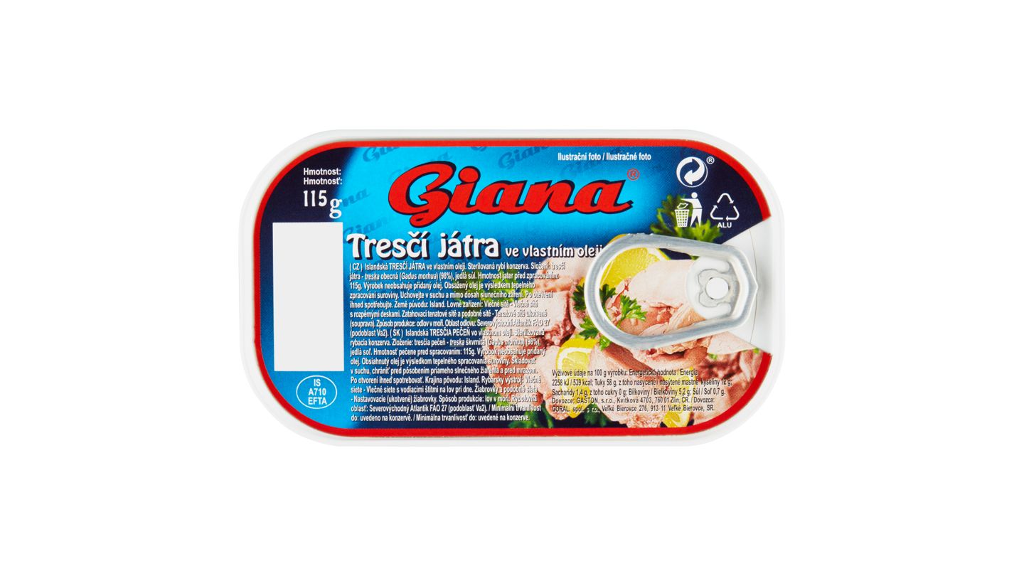 Giana Tresčí játra ve vlastním oleji 115g