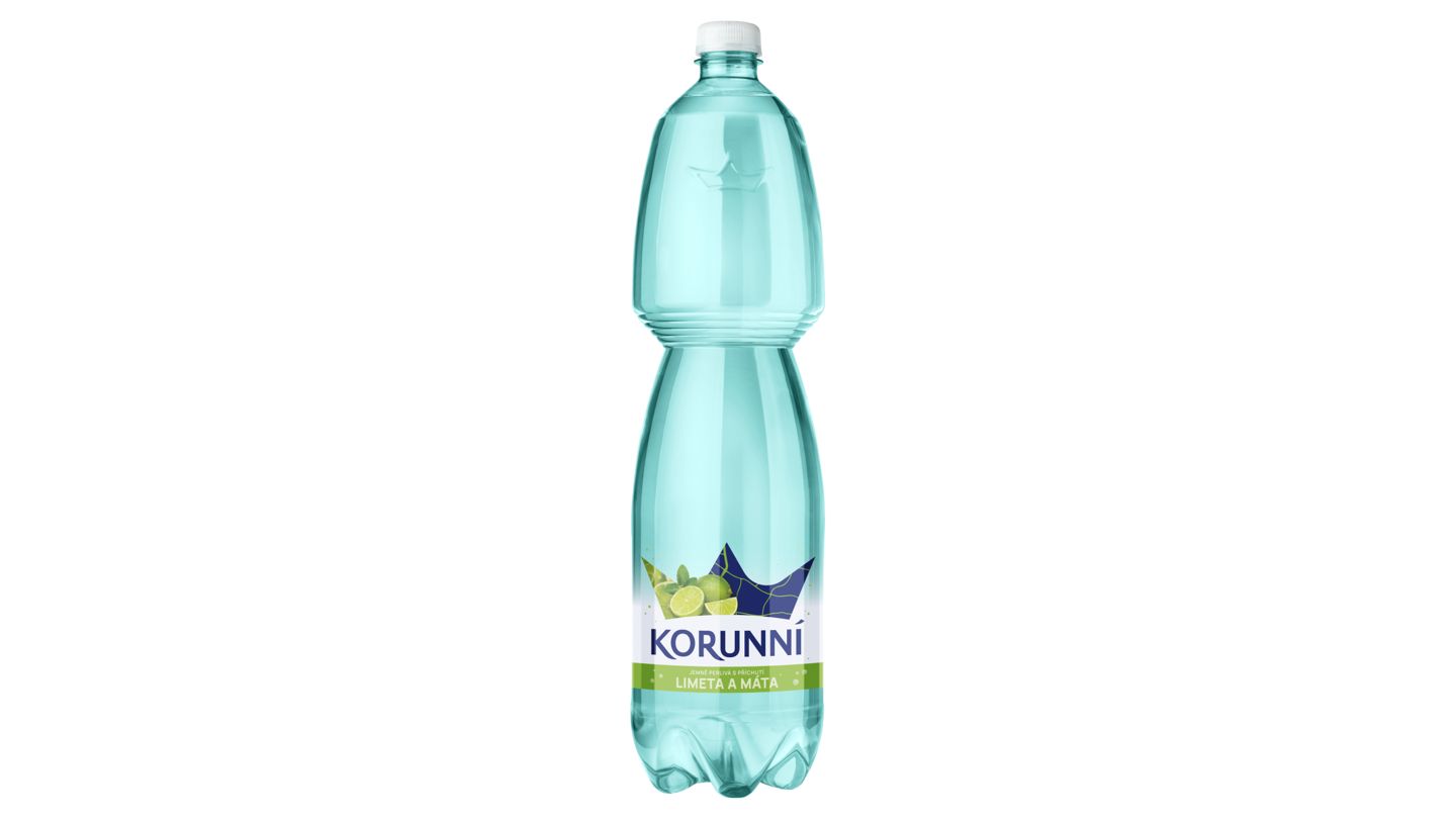 Korunní Jemně perlivá s příchutí limeta a máta 1,5l