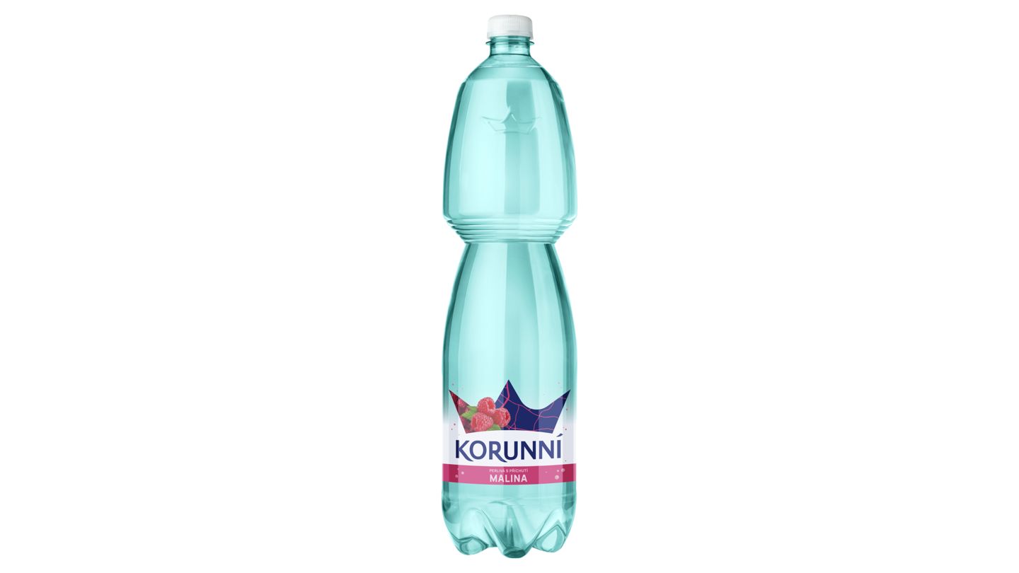 Korunní - malinovka perlivá minerální voda s příchutí 1,5 l