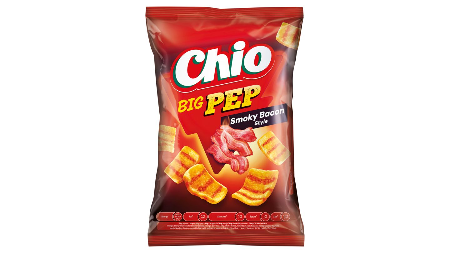 Chio Big Pep smažený pšenično-bramborový snack s příchutí uzené slaniny 65g