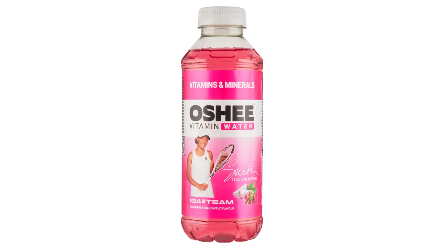 Oshee Nesycený nealkoholický nápoj ochucený s příchutí červeného hroznového vína a dragonfruit 555ml