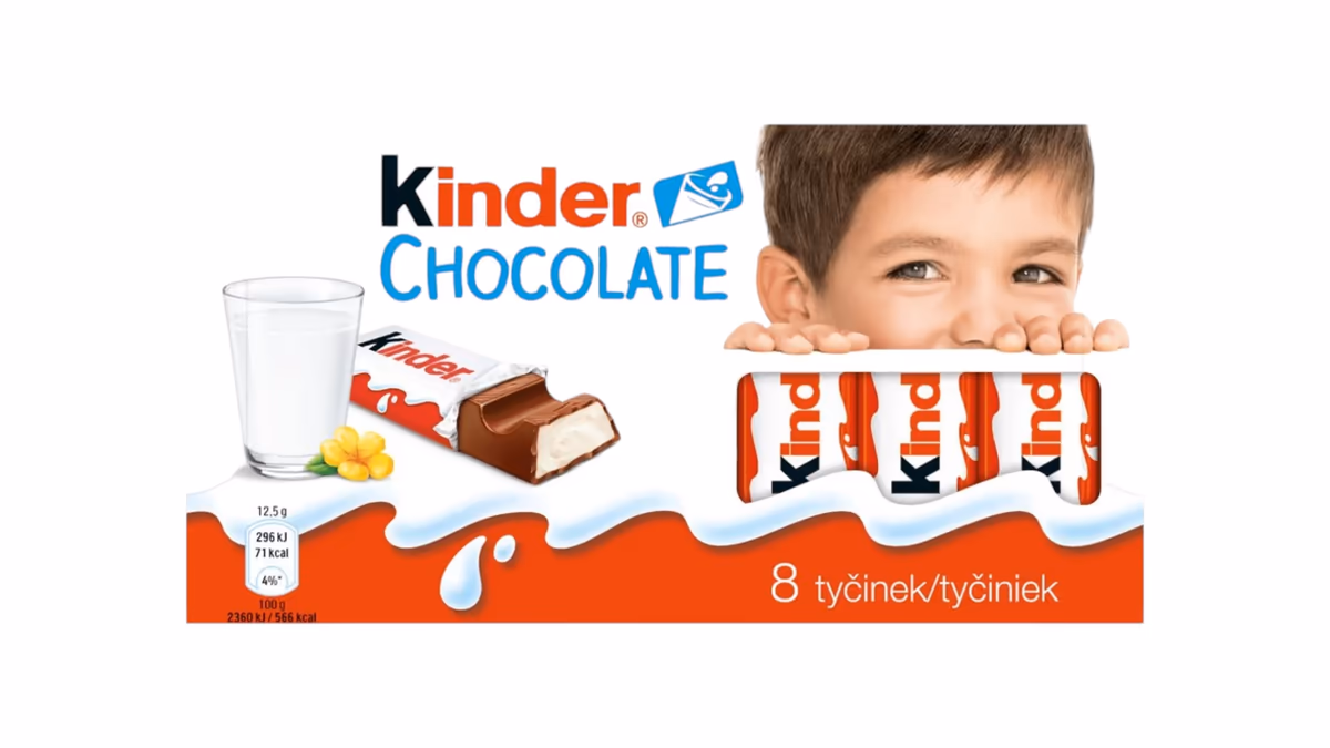 Kinder Chocolate Tyčinky z mléčné čokolády s mléčnou náplní 8 ks 100g