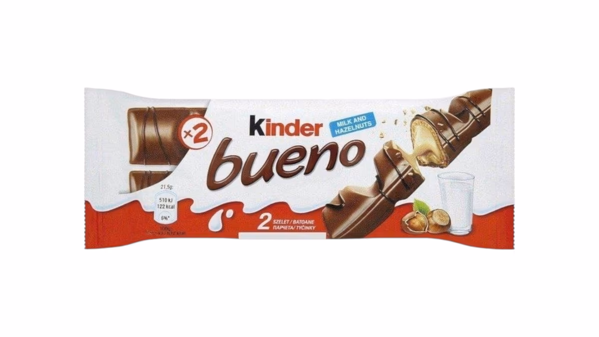 Kinder Bueno Oplatka s čokoládovou polevou a mléčnou lískooříškovou náplní 2 x 21,5g
