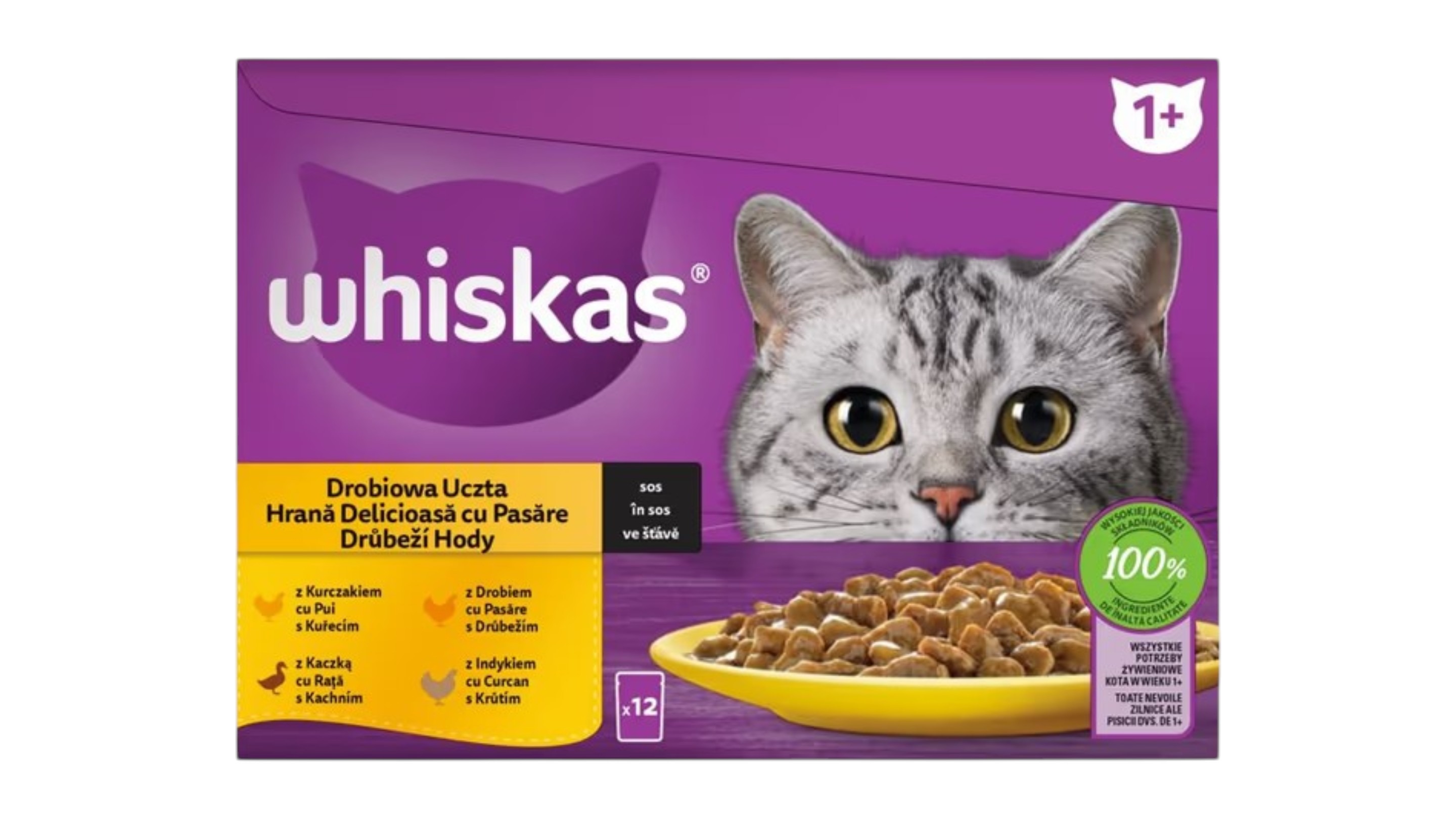 Whiskas Kapsičky pro kočky drůbeží výběr ve šťávě, 12×85 g