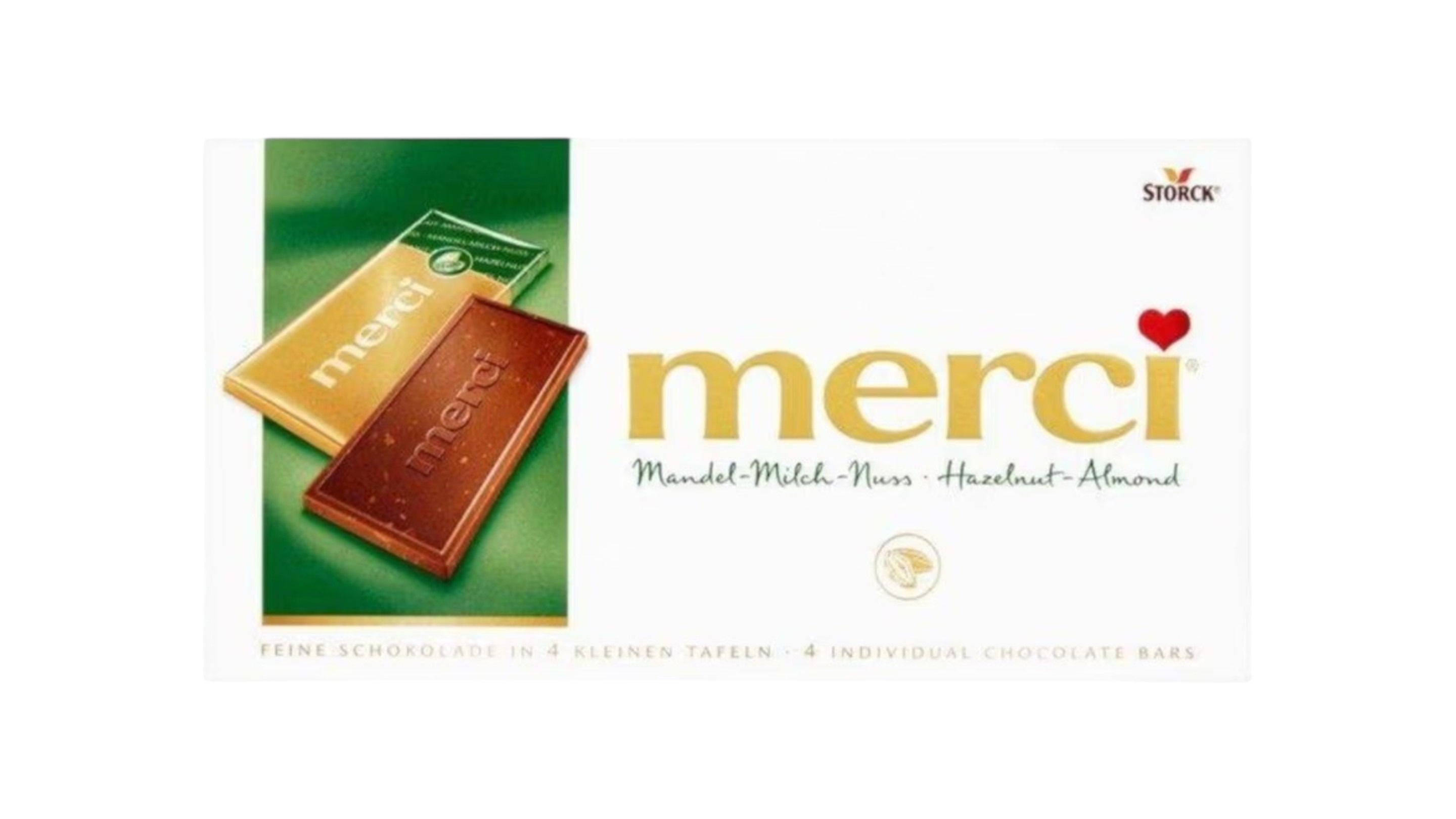 Merci mléčná čokoláda s lískovými ořechy a mandlemi, 100 g