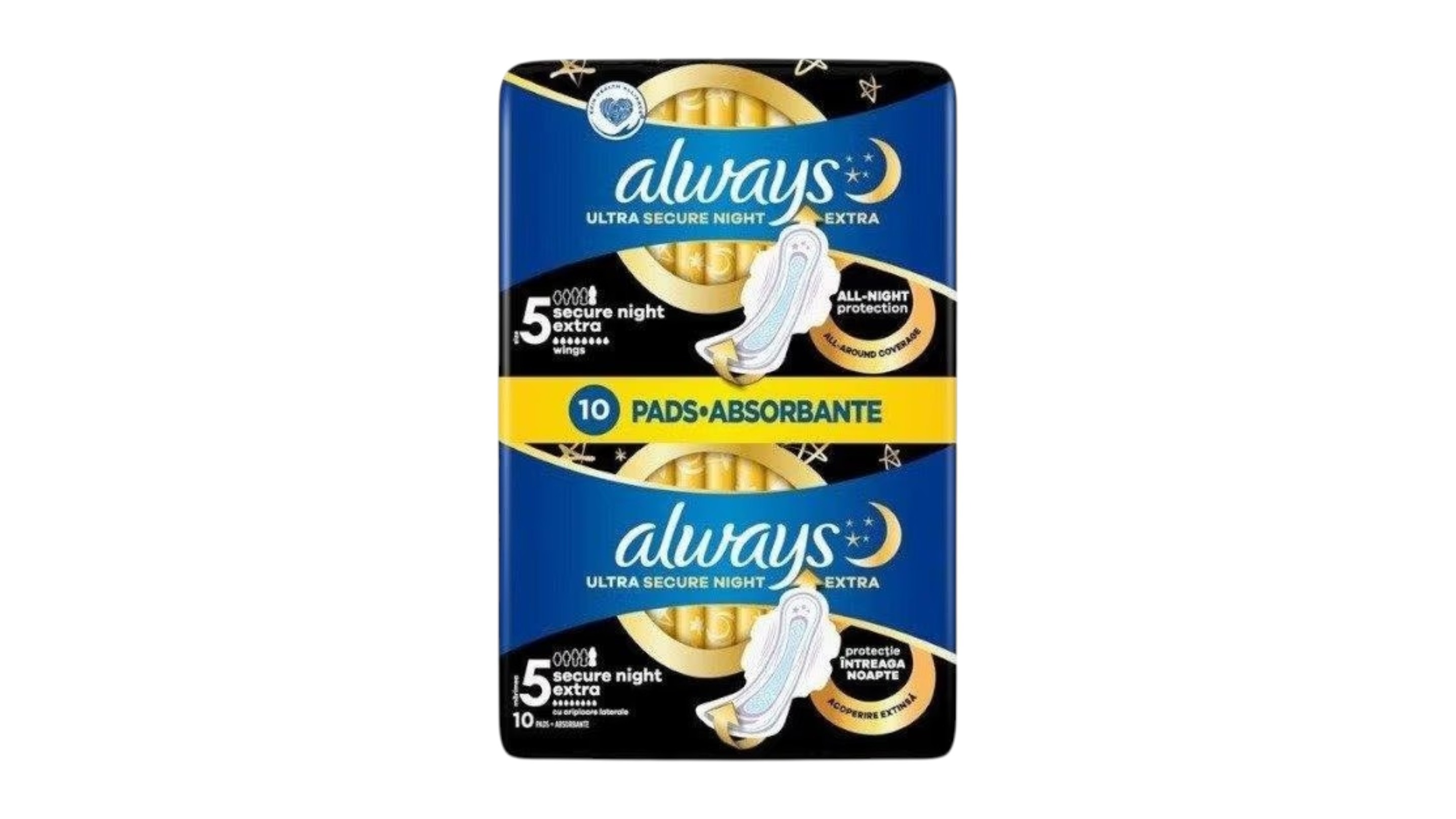 Always Ultra Secure Night Extra Hygienické Vložky s křidélky (Velikost 5), 10 ks