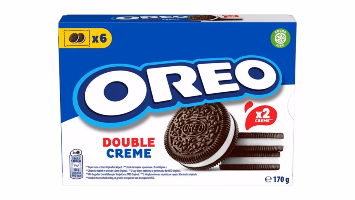Oreo Double Creme sušenky s dvojitou vanilkovou náplní, 170 g