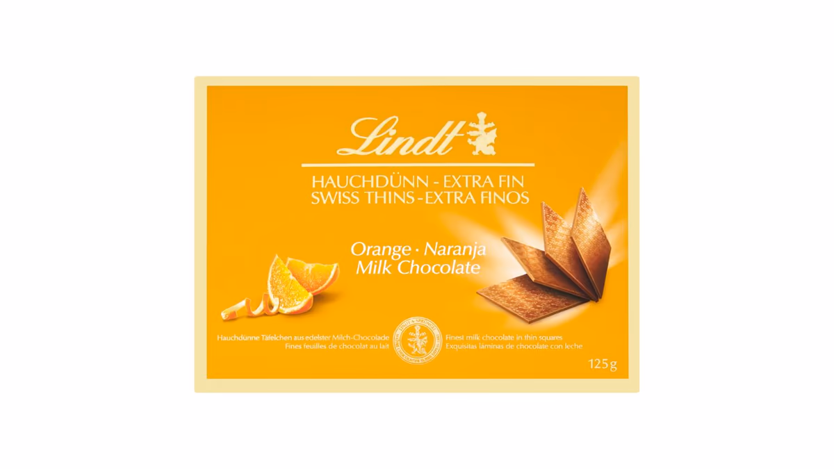 Lindt Thins mléčná čokoláda s pomerančem 125g