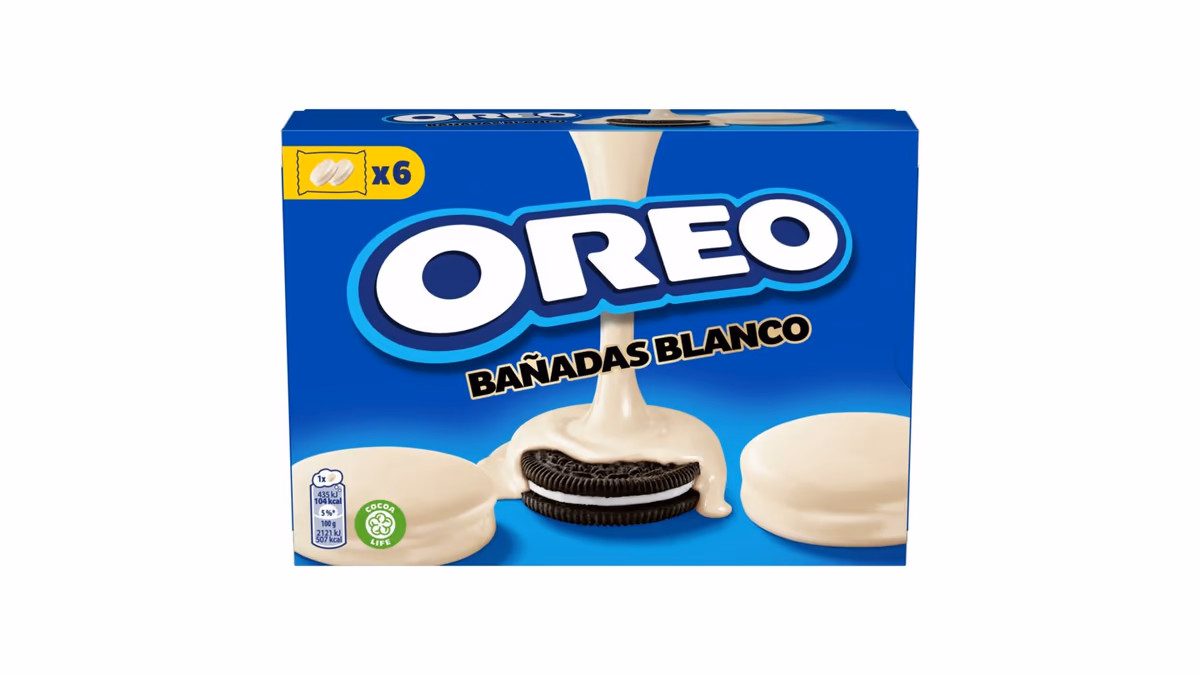 Oreo sušenky s vanilkovou náplní, bílá poleva 246g