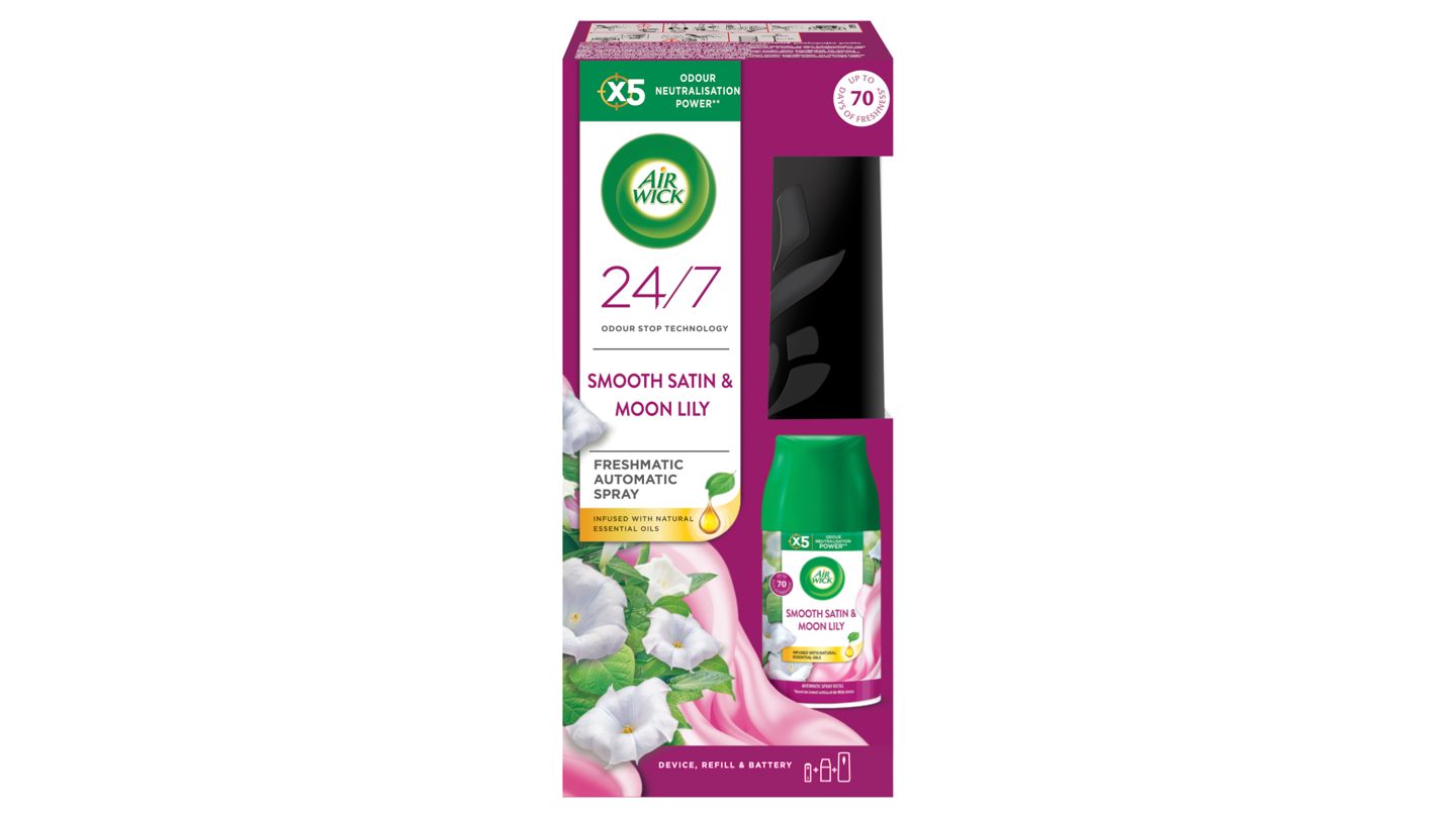 Air Wick Freshmatic Difuzér a náplň do osvěžovače vzduchu jemný satén a měsíční lilie 250ml