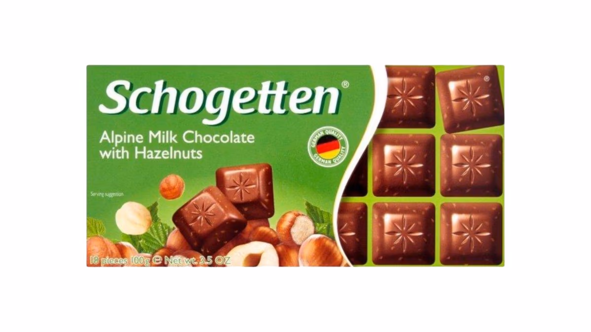 Schogetten mléčná čokoláda s lískovými oříšky, 100 g