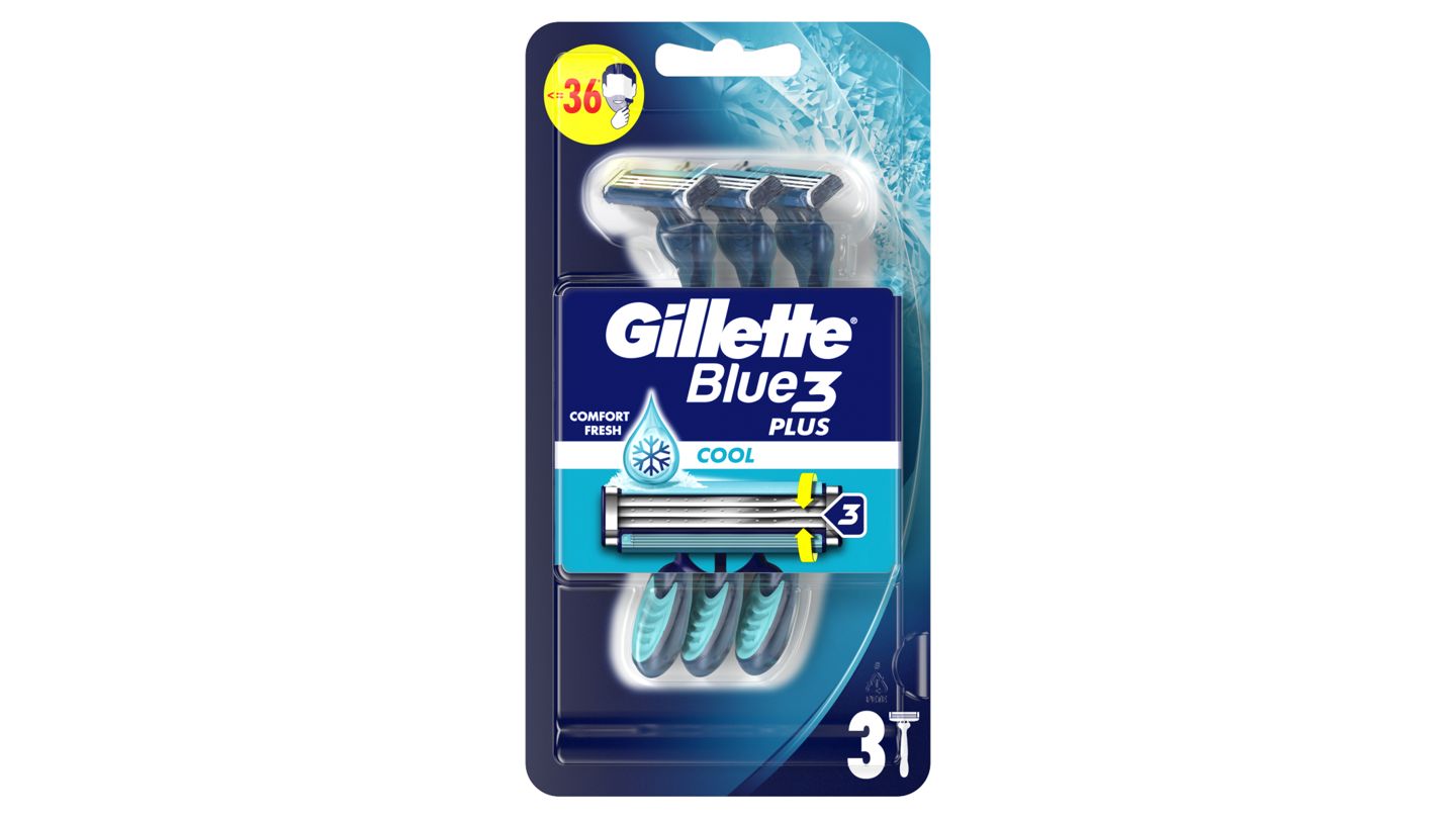 Gillette Blue3 Plus Cool, Jednorázové Holící Strojky Pro Muže, Balení Holících Strojků 3ks