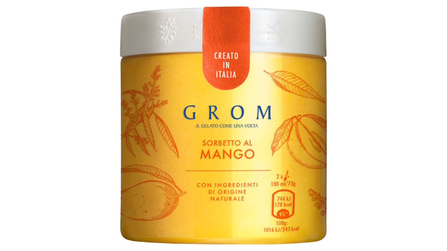 Grom Mango italská zmrzlina v kelímku 460ml