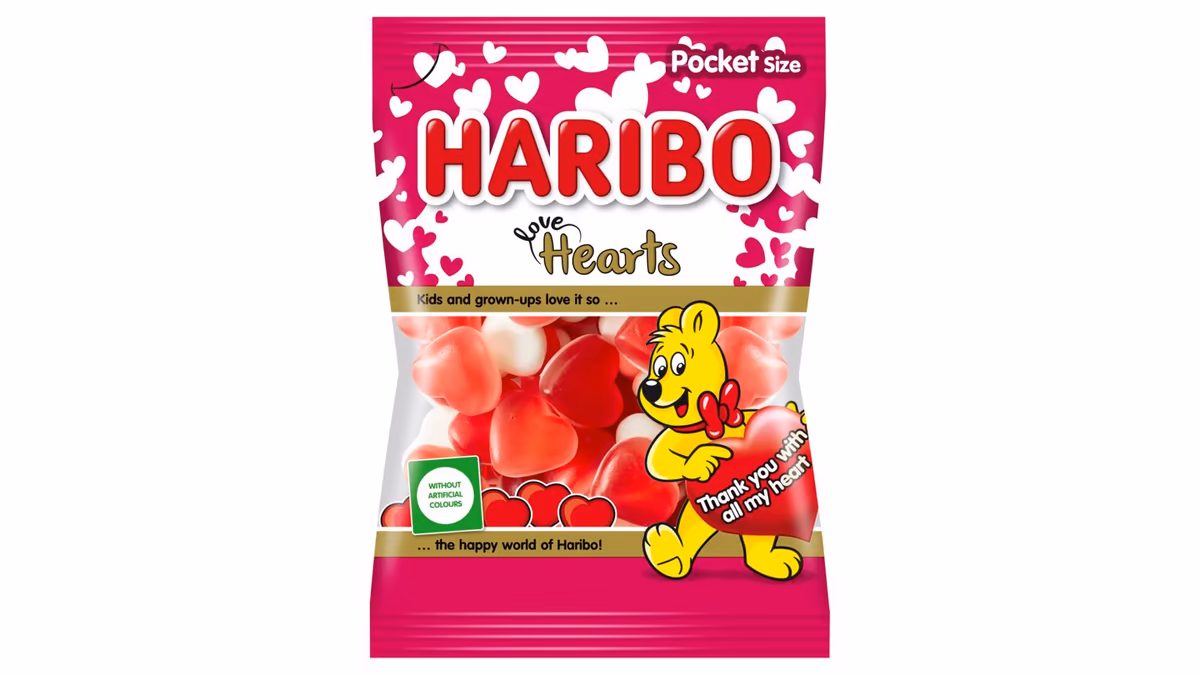 Haribo Love Hearts — желейные сердечки с фруктовыми вкусами, 100 г