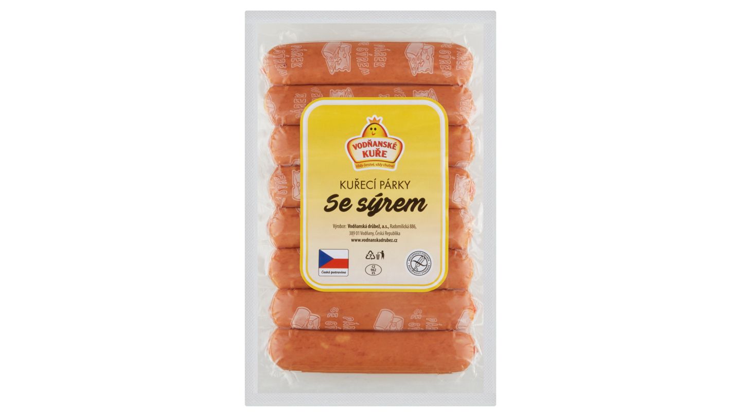 Vodňanské Kuře Kuřecí párky se sýrem 290g