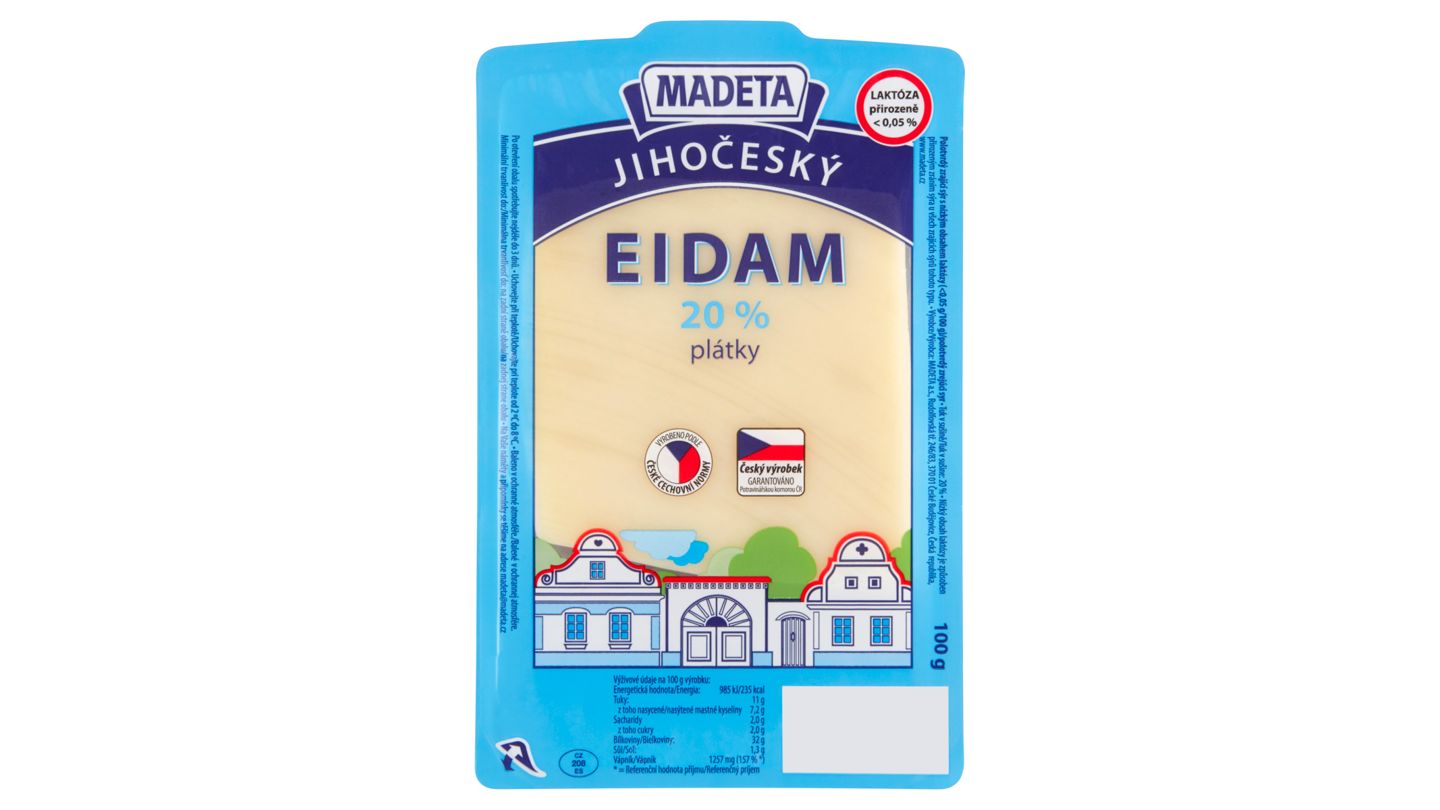 Madeta Jihočeský eidam 20 % plátky 100g