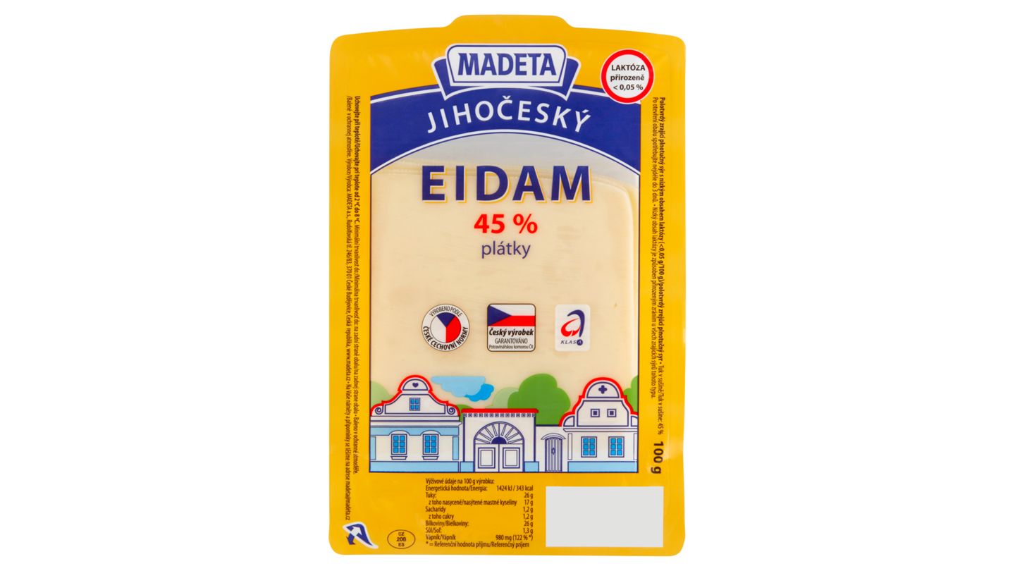 Madeta Jihočeský eidam 45% plátky 100g