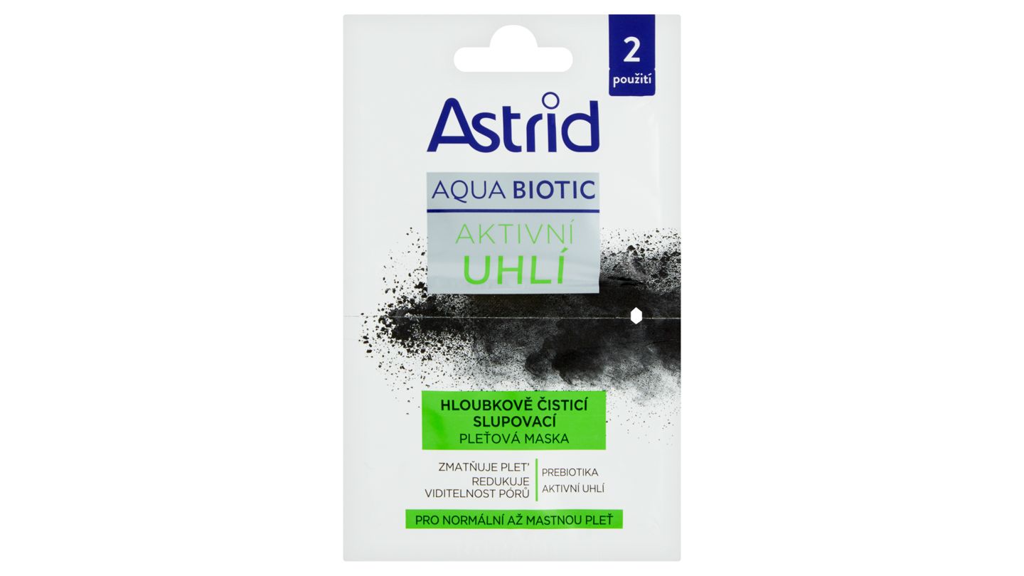 Astrid Aqua Biotic aktivní uhlí pleťová maska 2 x 8ml