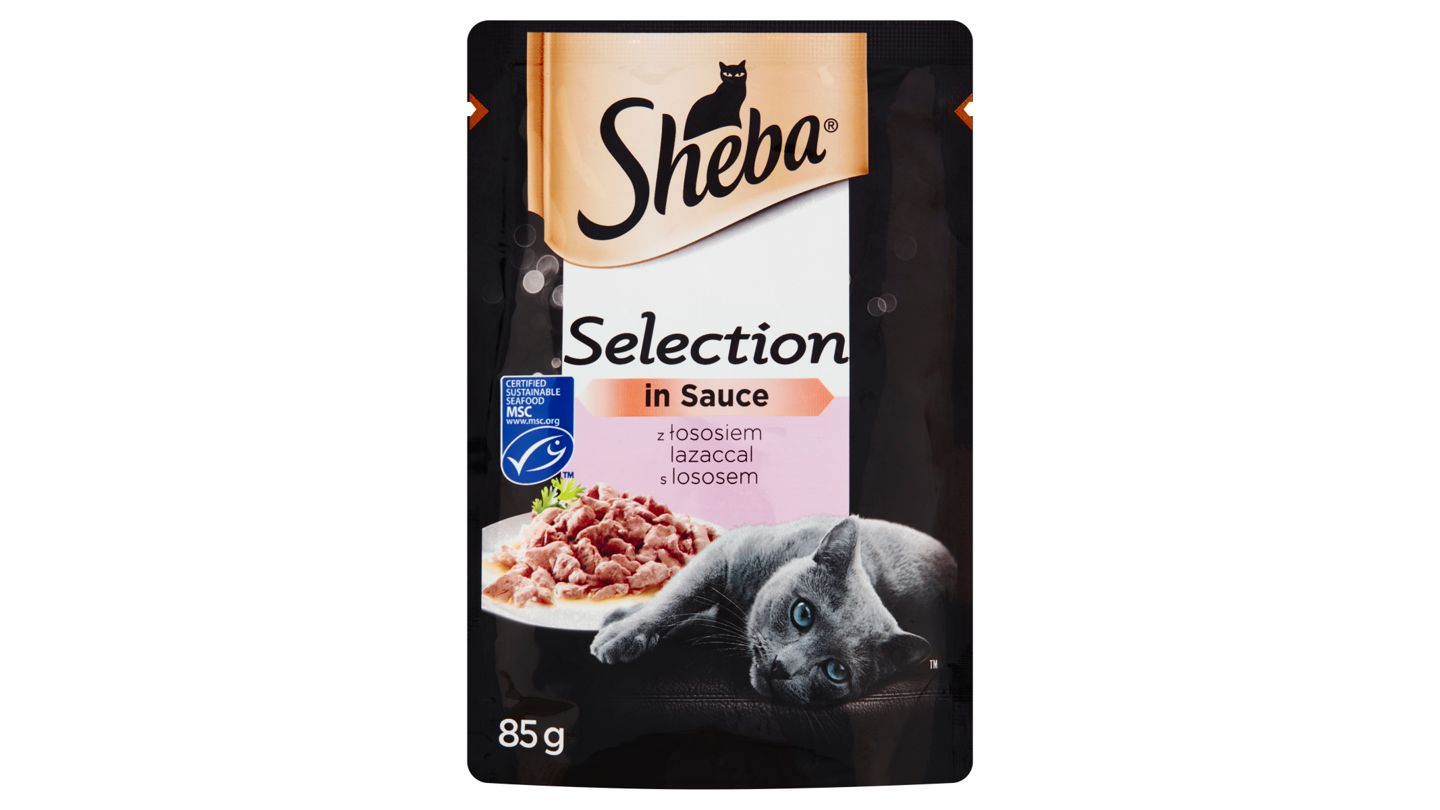 Sheba Selection in Sauce kompletní mokré krmivo pro dospělé kočky s lososem 85g