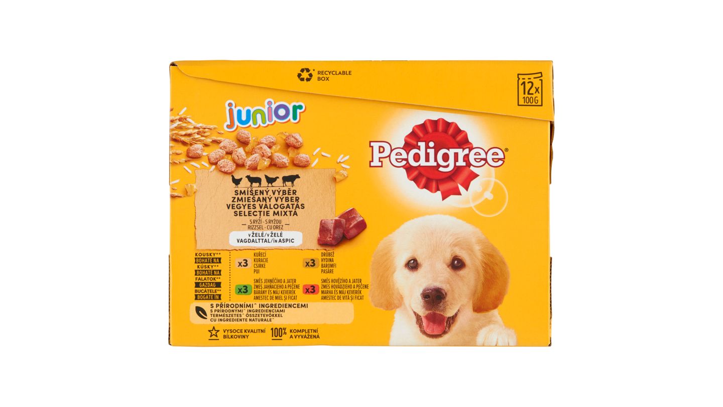 Pedigree Junior smíšený výběr s rýží v želé 12 x 100g (1,2kg)