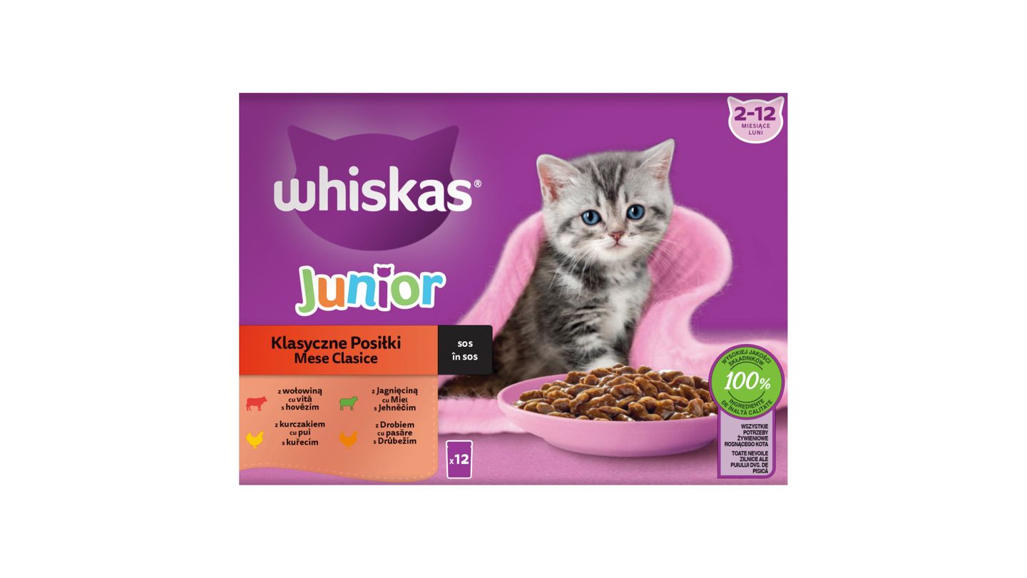 Whiskas Junior klasické pokrmy ve šťávě 12 x 85g (1,02kg)