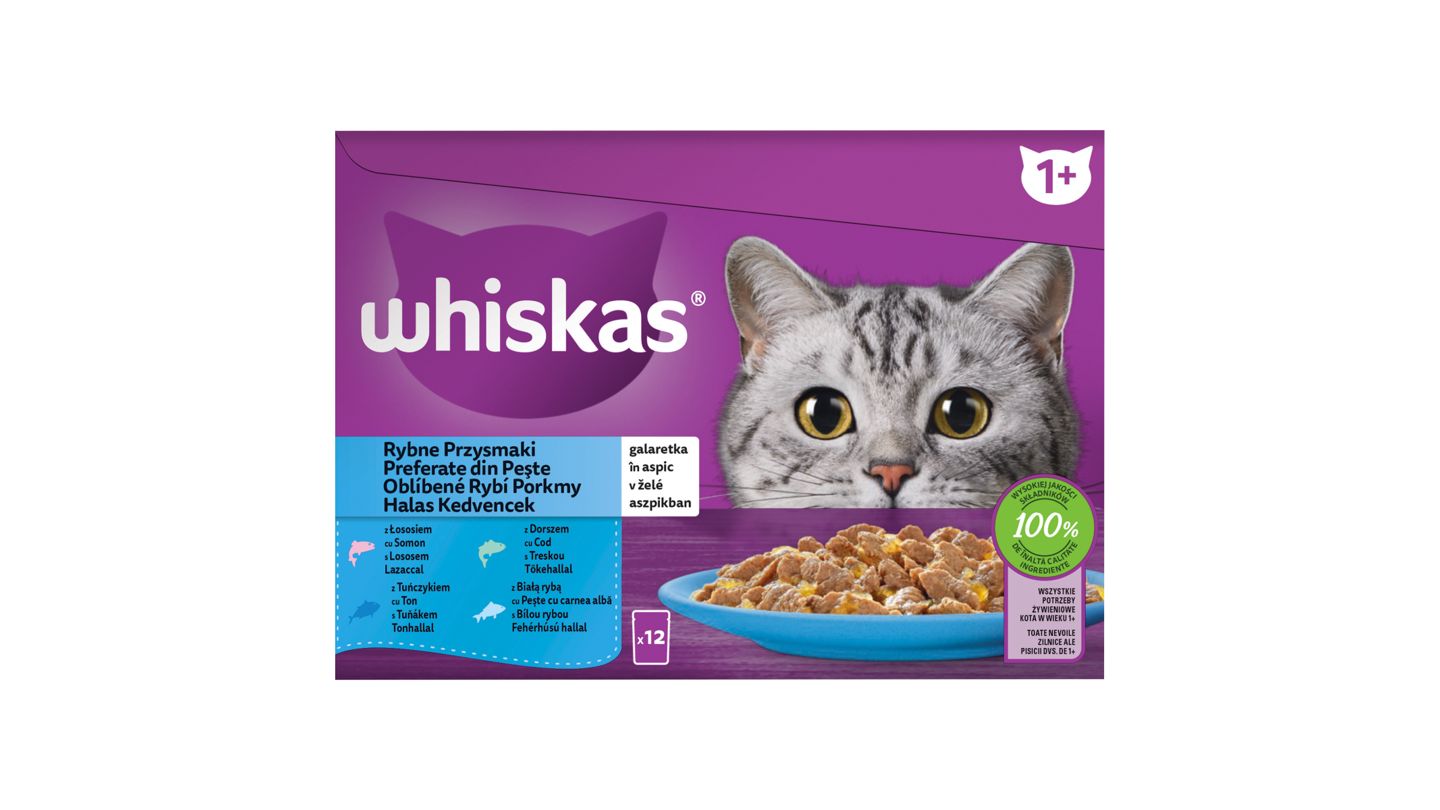 Whiskas Oblíbené rybí pokrmy v želé 12 x 85g (1,02kg)