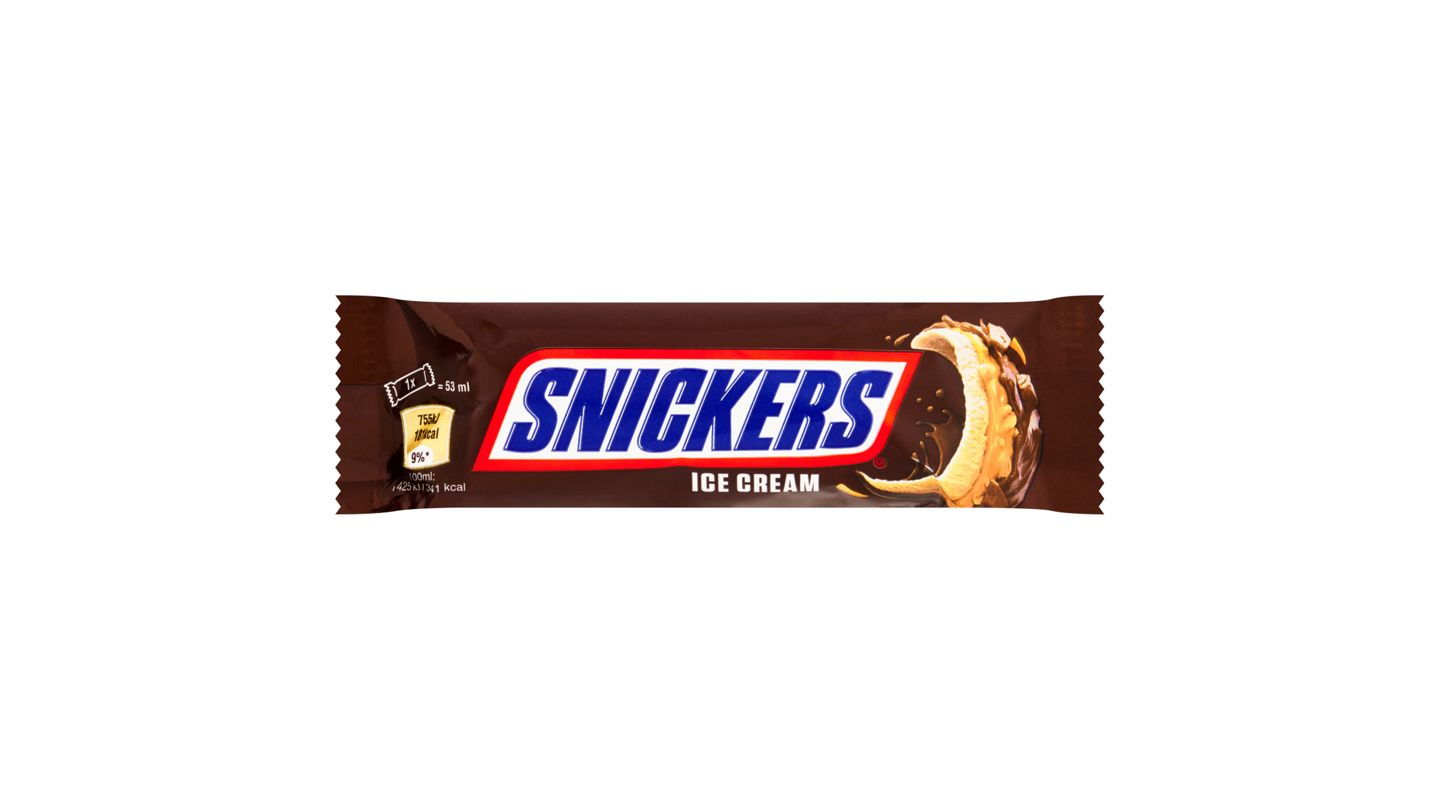Snickers Mléčná zmrzlina s arašídy a karamelem s kakaovou polevou 53ml