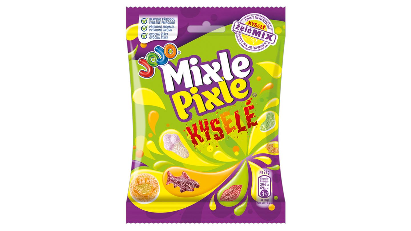 JOJO Mixle Pixle Kyselé želé bonbóny s ovocnými příchutěmi 80g