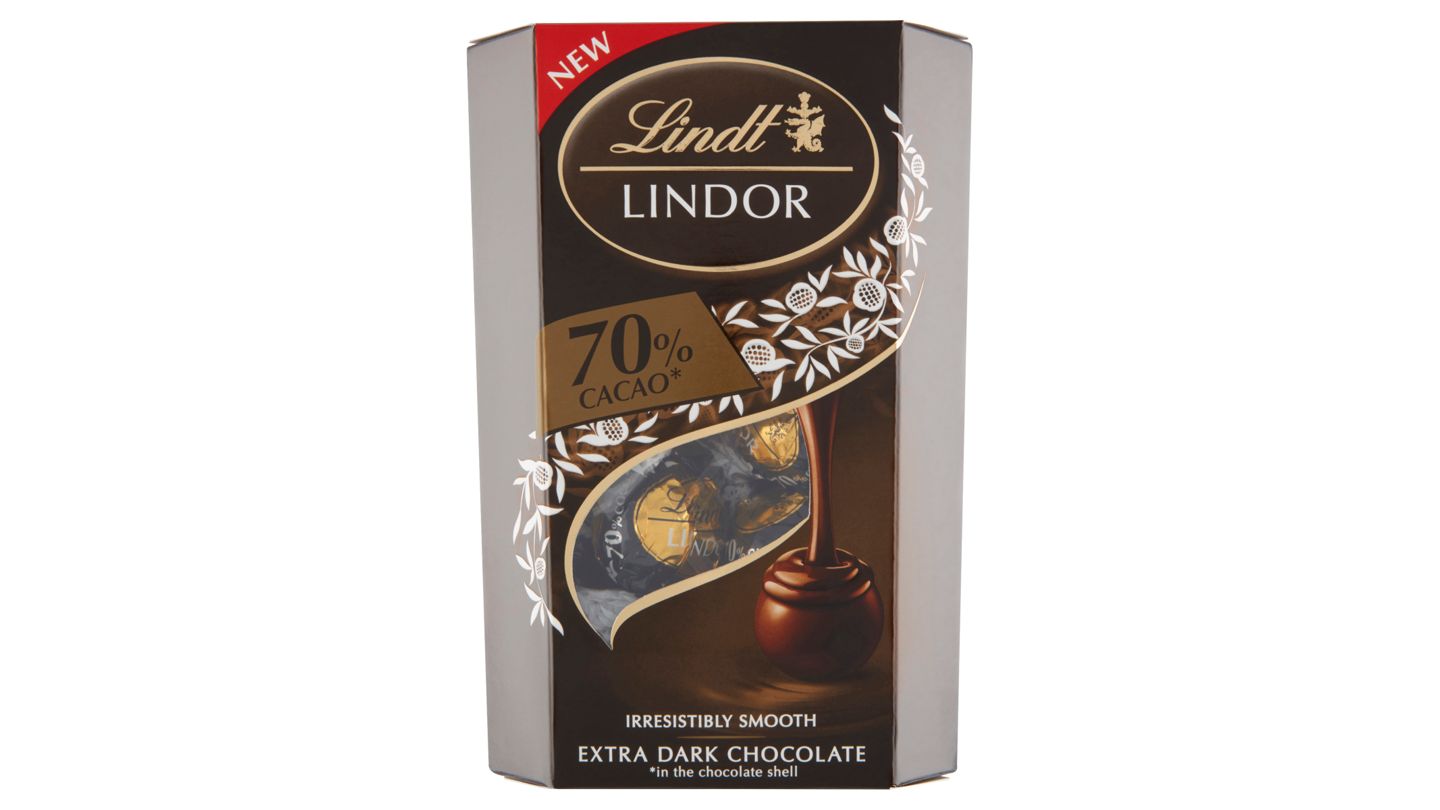Lindt Lindor Extra hořká čokoláda s jemnou tekutou náplní 200g