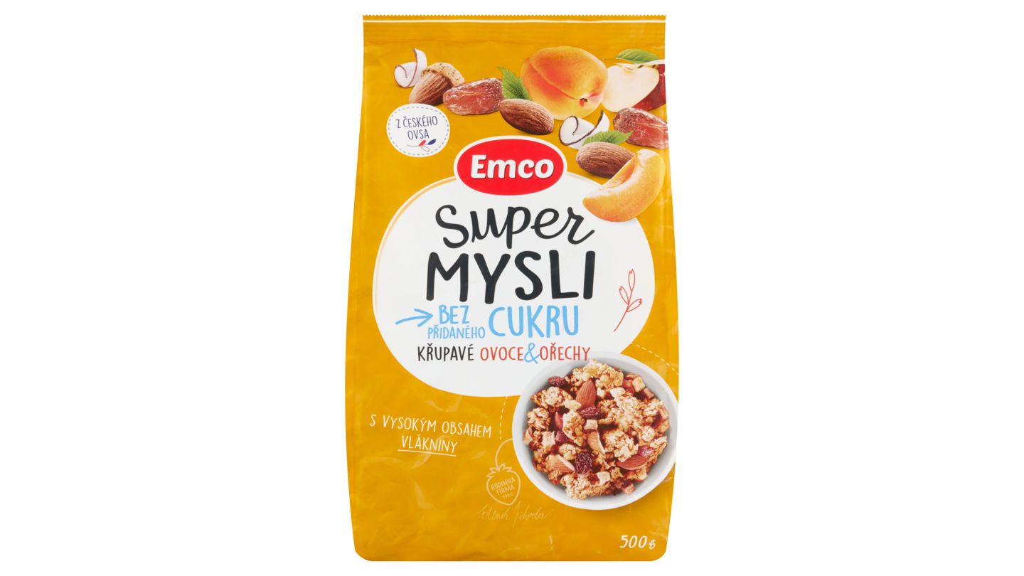 Emco Super Mysli Bez přidaného cukru křupavé ovoce & ořechy 500g