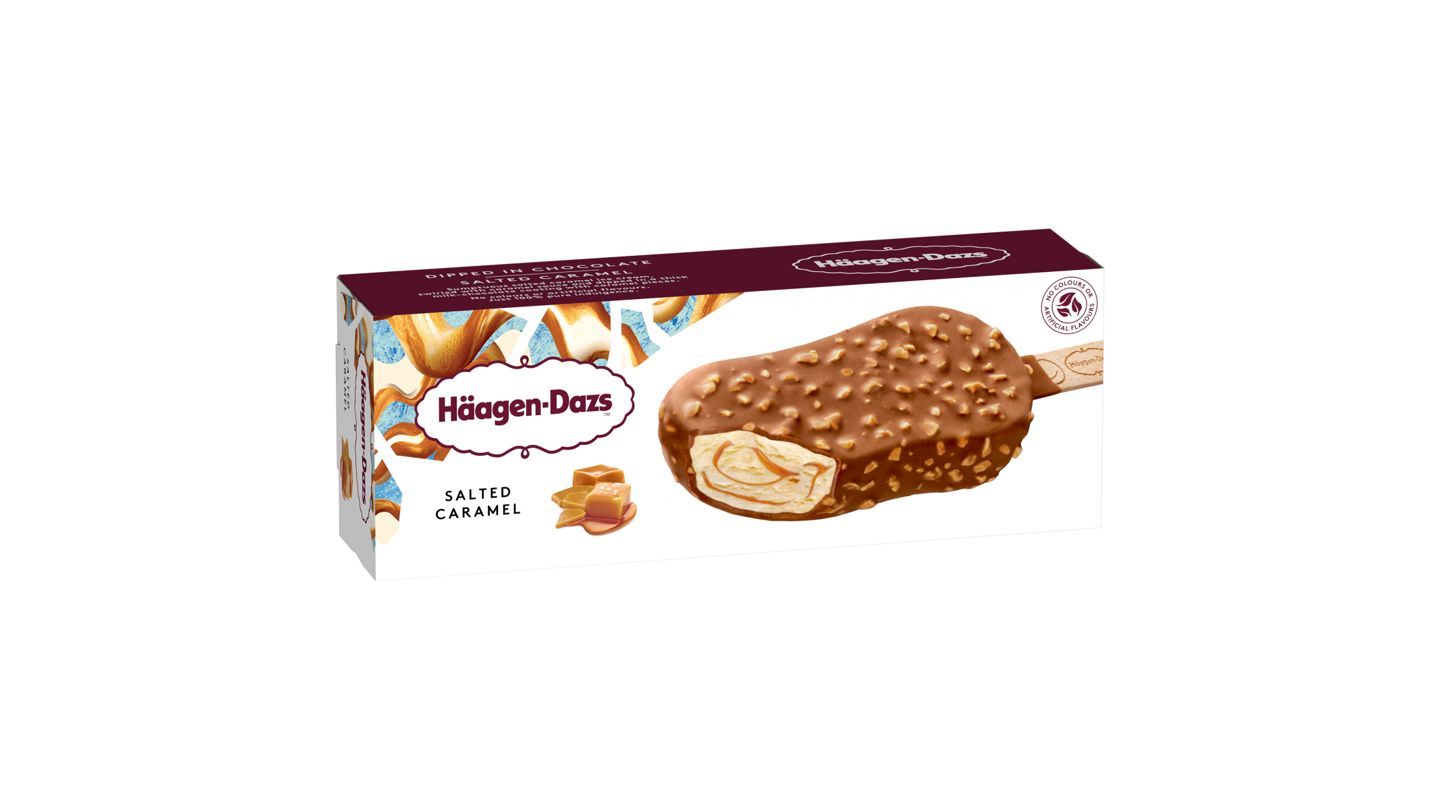 Häagen-Dazs Karamelová zmrzlina smetanová s polevou se slaným karamelem a belgickou čokoládou 80ml