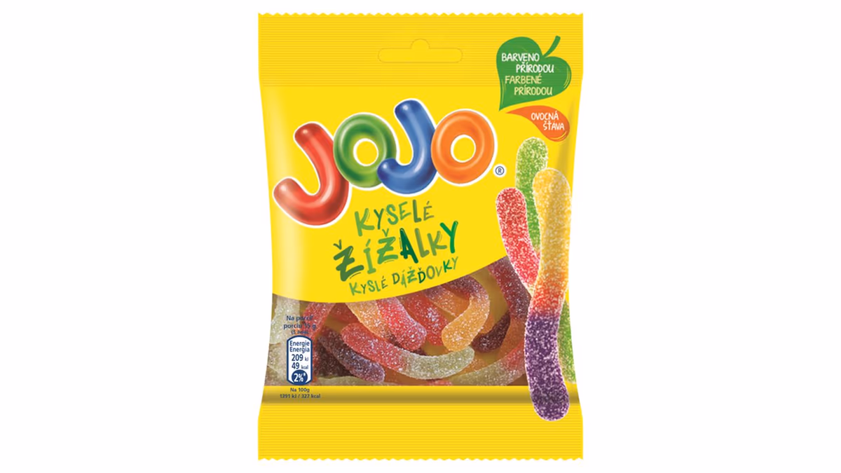JOJO Kyselé žížalky želé bonbóny s ovocnými příchutěmi 80g