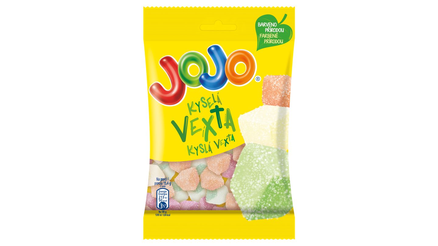 JOJO Vexta kyselá, želé bonbóny s ovocnými příchutěmi 80g