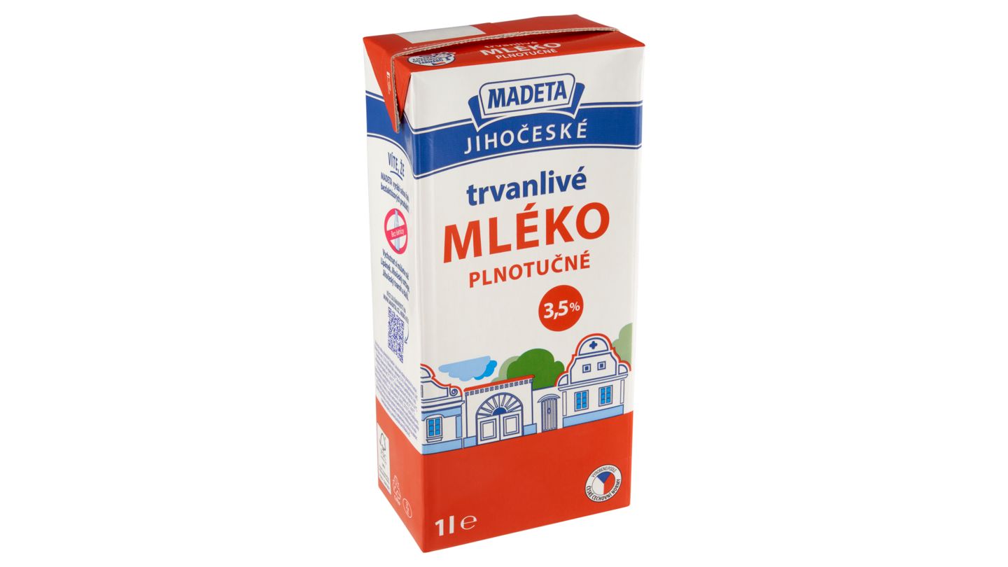 Madeta Jihočeské mléko plnotučné trvanlivé 1l