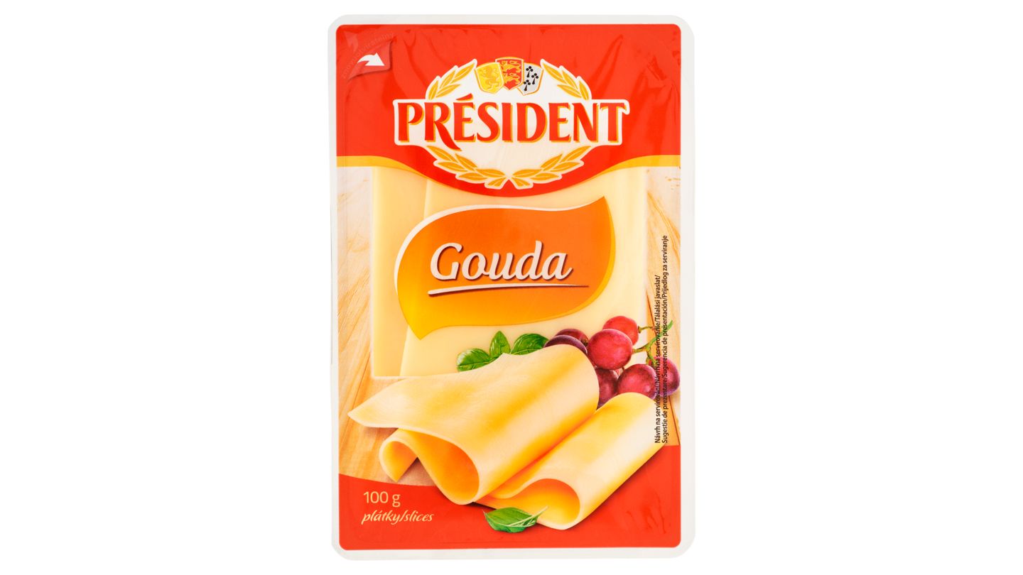 Président Gouda plátkový sýr, 100 g