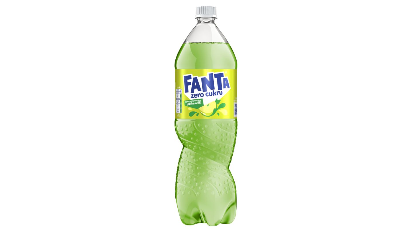 Fanta Zero cukru s příchutí jablka a liči 1,5l