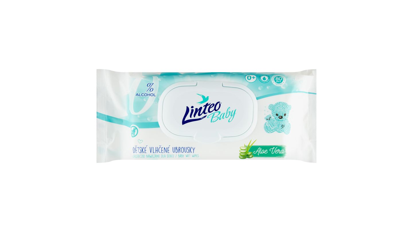 Linteo Baby Dětské vlhčené ubrousky aloe vera 80 ks