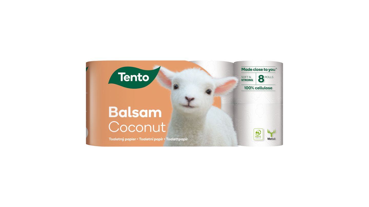 Tento Balsam Coconut toaletní papír 3 vrstvy 8 rolí